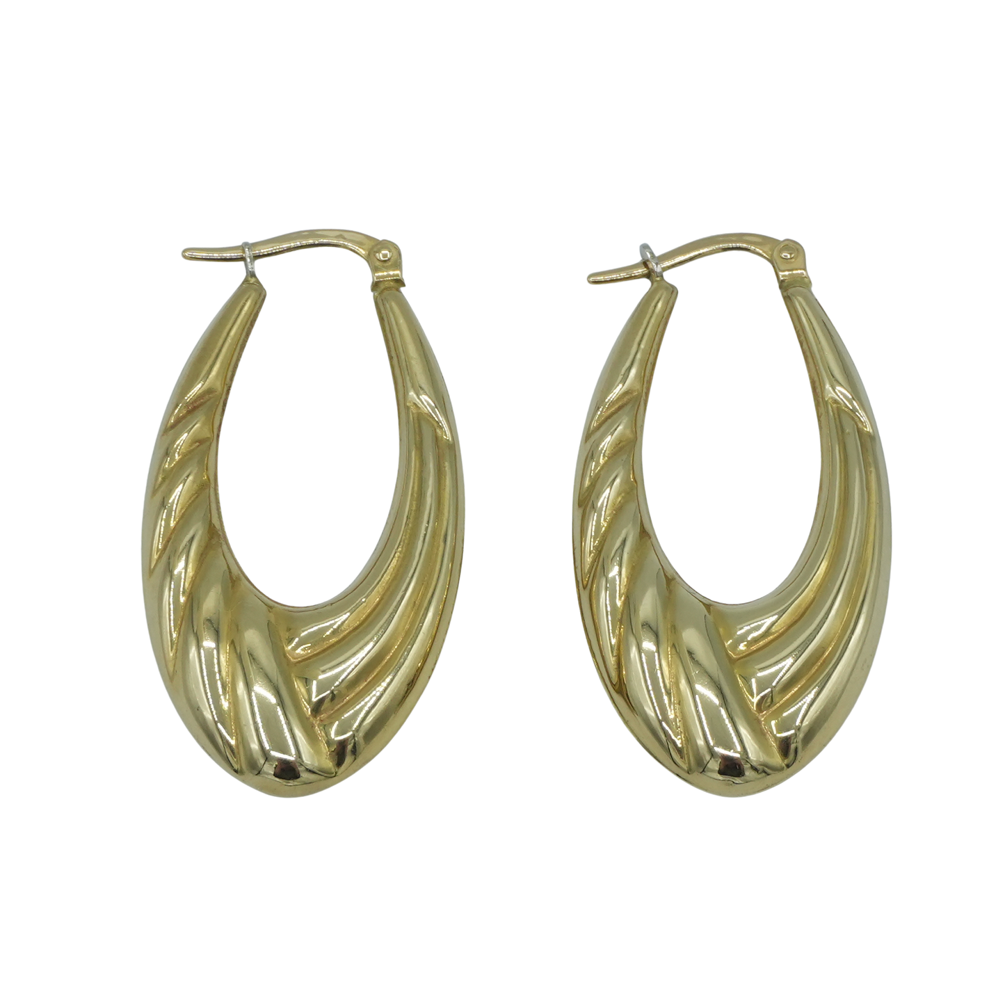 UNOAERRE 18K Yellow Gold Oval Hoop Earrings 2g