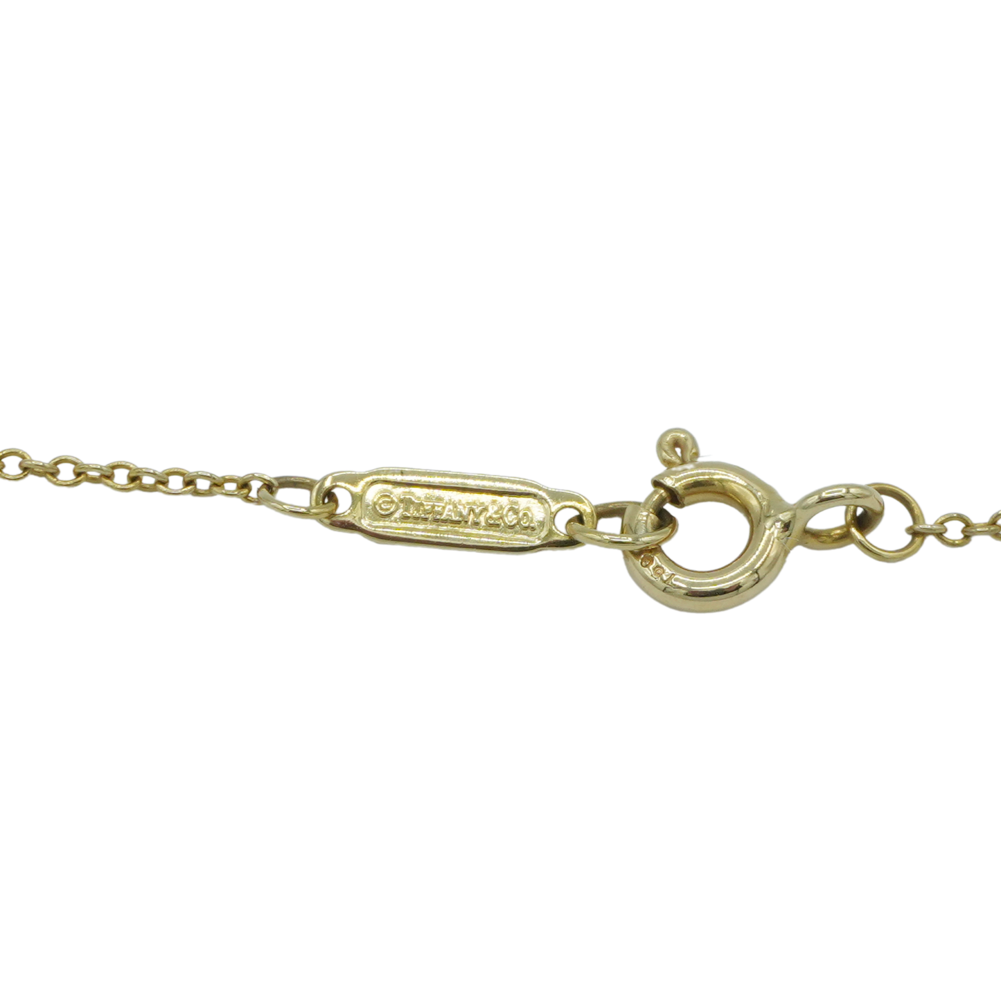 TIFFANY & Co. 18K Yellow Gold Heart Lock Diamond Necklace 40cm 2.8g