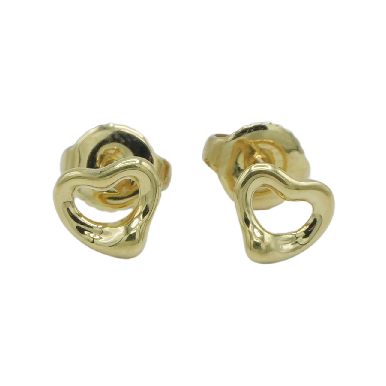 Tiffany & Co. 18K Yellow Gold Open Heart Earrings  1.6g