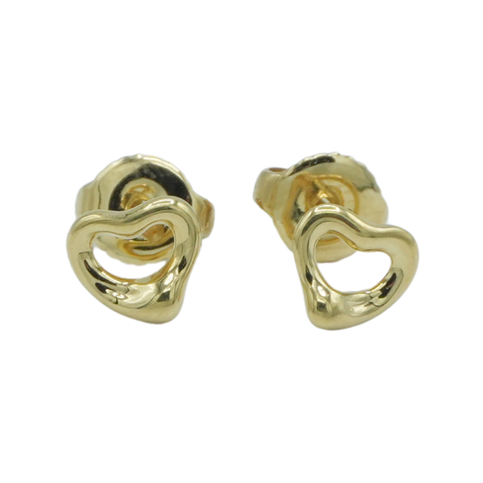 Tiffany & Co. 18K Yellow Gold Open Heart Earrings  1.6g