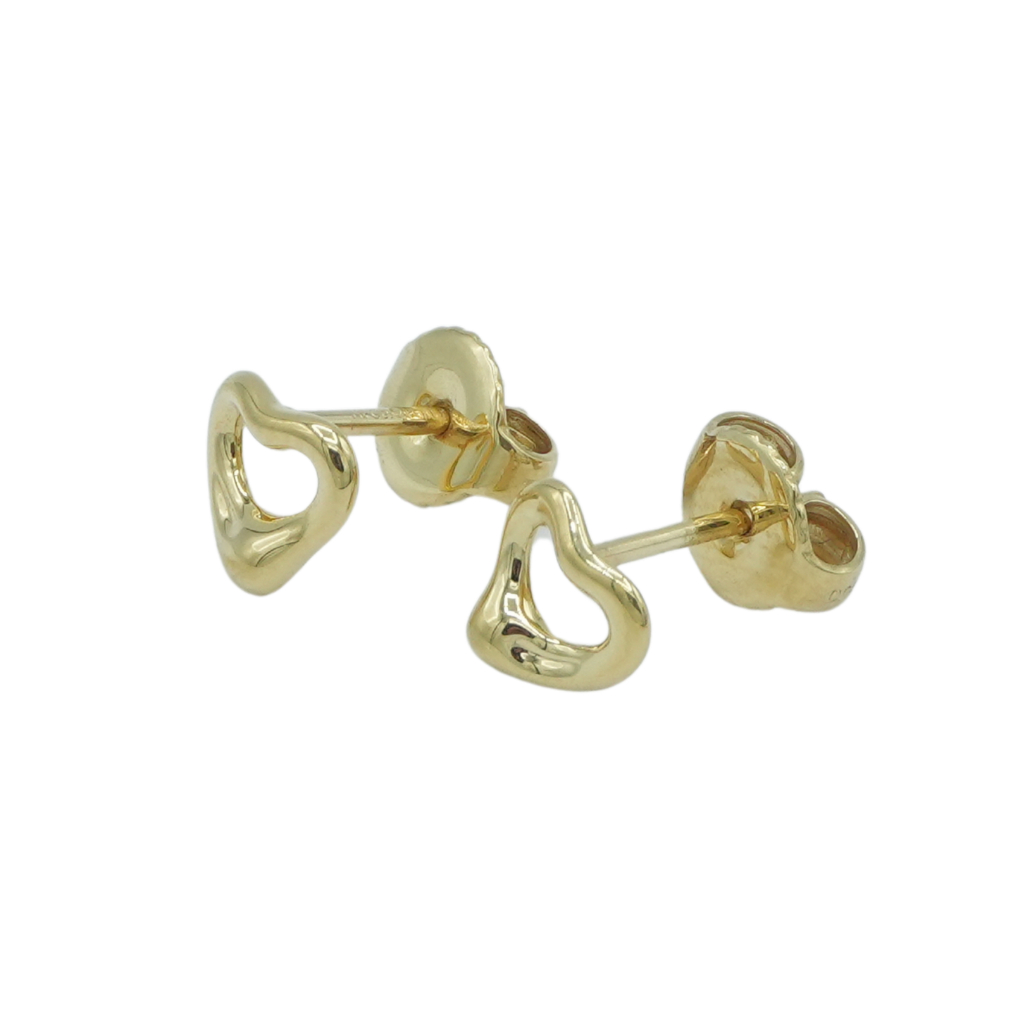 Tiffany & Co. 18K Yellow Gold Open Heart Earrings  1.6g
