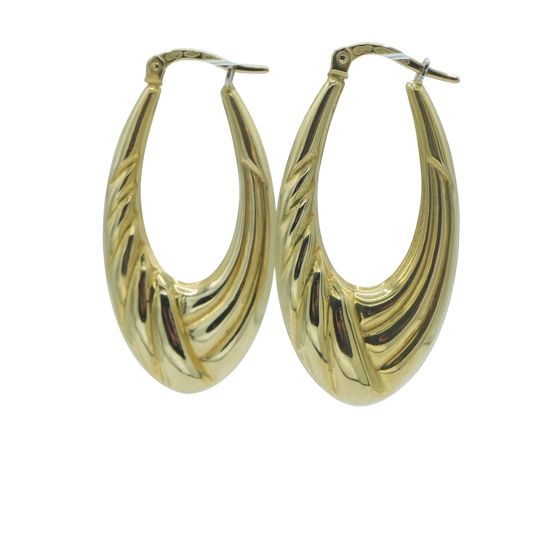 UNOAERRE 18K Yellow Gold Oval Hoop Earrings  2g