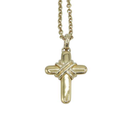 BVLGARI 18K Yellow Gold Latin Cross Necklace 40cm  22g
