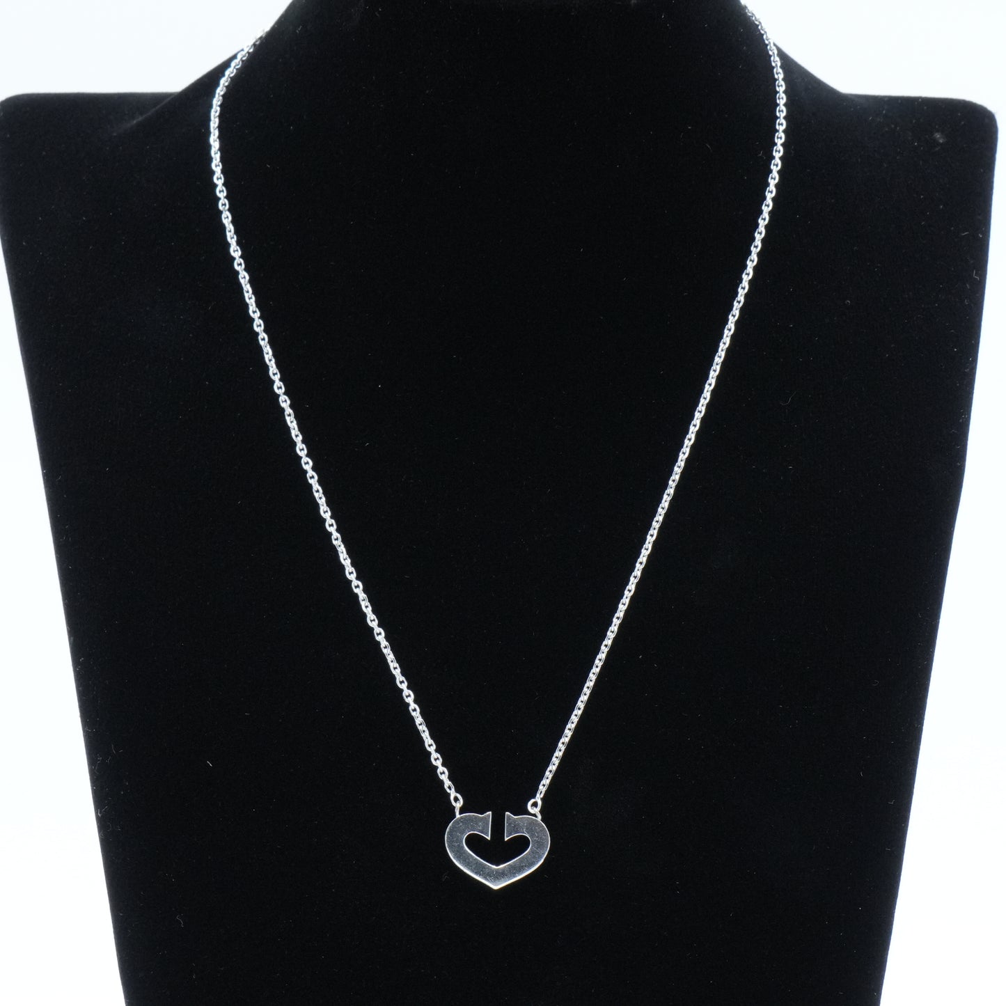 CARTIER K18 White Gold C Heart Necklace  39cm/41cm 8g